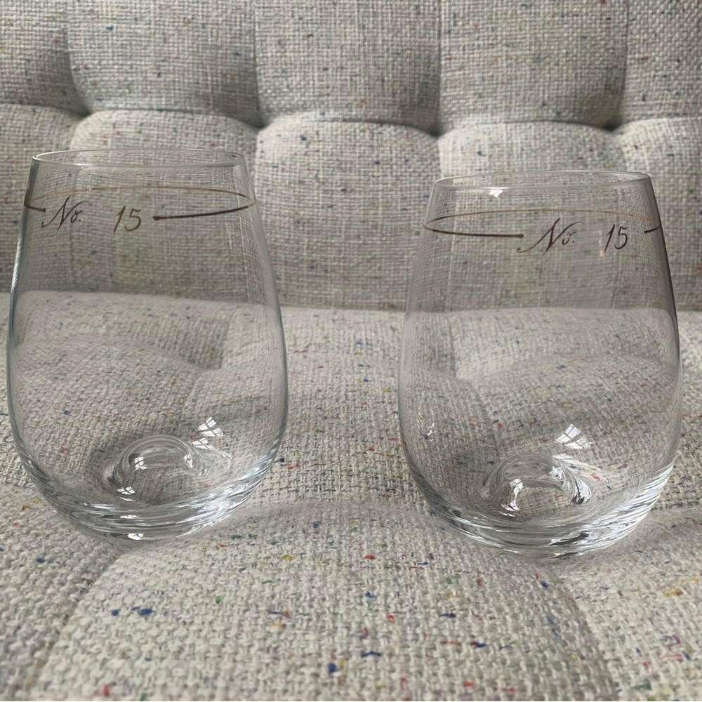 Anthropologie Stemless Wine Glasses Set of 2
